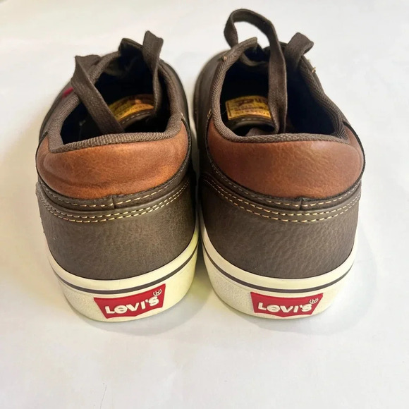 Levis Strauss slip on lace up shoes flat van style brown men 9 comfort tennishoe - Picture 2 of 8